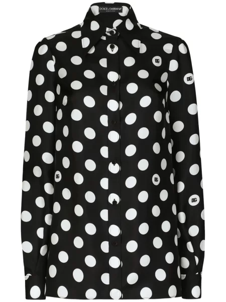 Cămașă Dolce & Gabbana de mătase cu buline negru