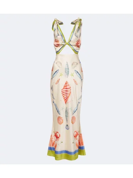 Rochie maxi Retrofete din satin cu imagine