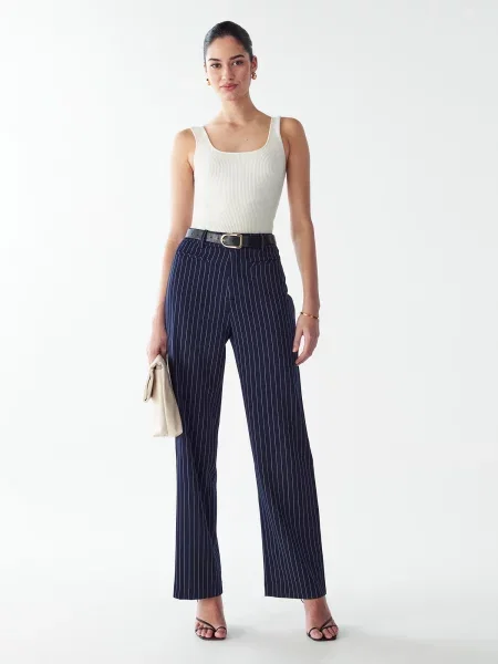 Willa Pantaloni Katherine bleumarin alb