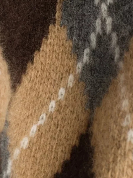 Pleteni šešir Prada sa argyle uzorkom smeđa