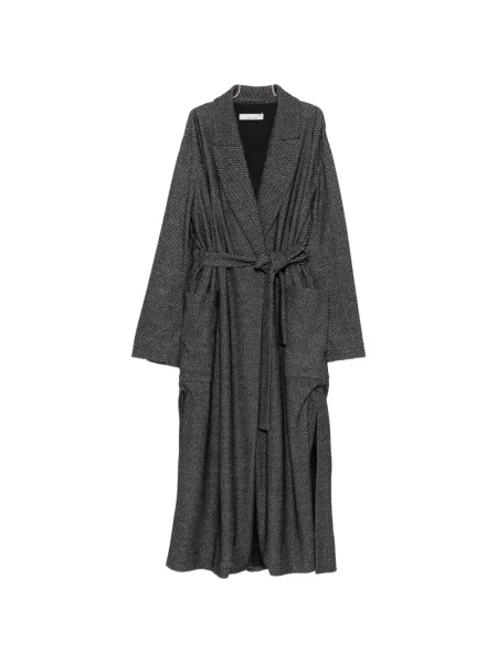 Cu centură palton Liviana Conti cu model herringbone negru