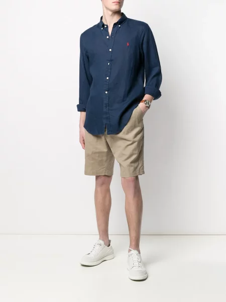Lininė polo marškinėliai Polo Ralph Lauren mėlyna
