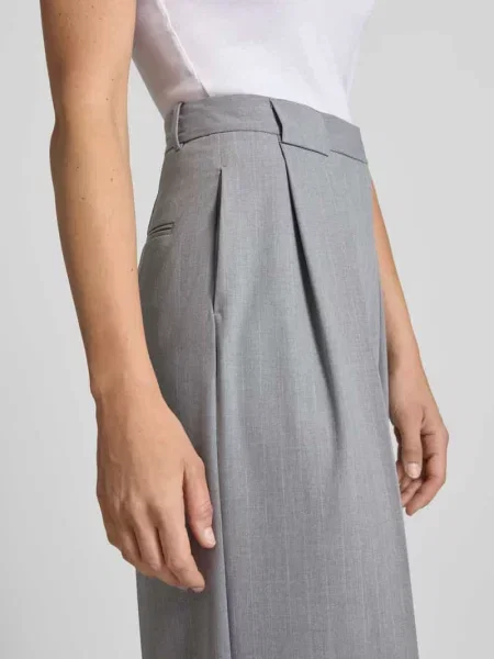 Spodnie garniturowe o swobodnym kroju w kolorze melanż Style Icon Collection szary