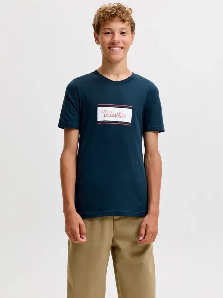 Jack & Jones Junior Tricou JJBUSTER albastru marin / roșu alb