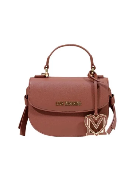 Torebka Love Moschino skórzana w serca brązowa