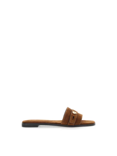 Klapki Tory Burch zamszowe brązowe