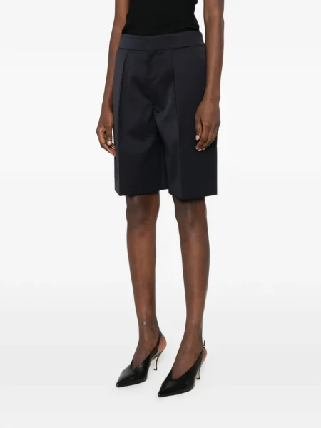 Pantaloni scurți Victoria Beckham plisate albastru