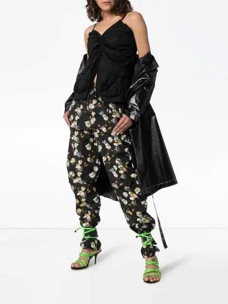 Pantaloni de jogging Off-white cu model floral alb
