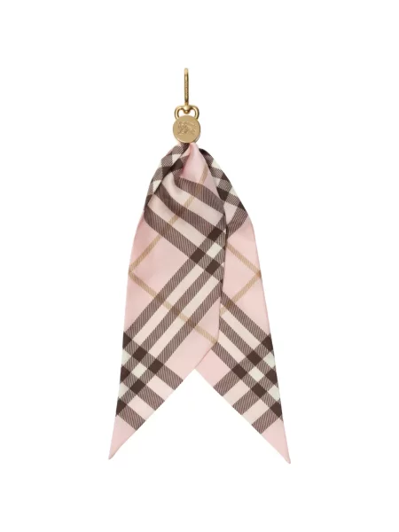 Fular Burberry de mătase în carouri roz