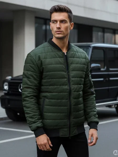 Kurtka pikowana bomber jacket zielona