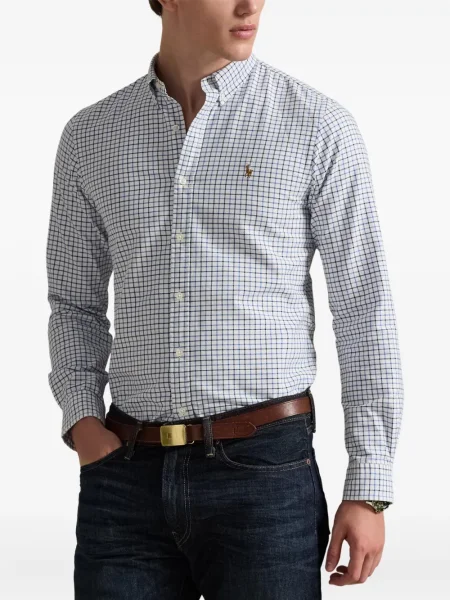 Șapcă Polo Ralph Lauren cu broderie din țesătură twill în carouri albastru