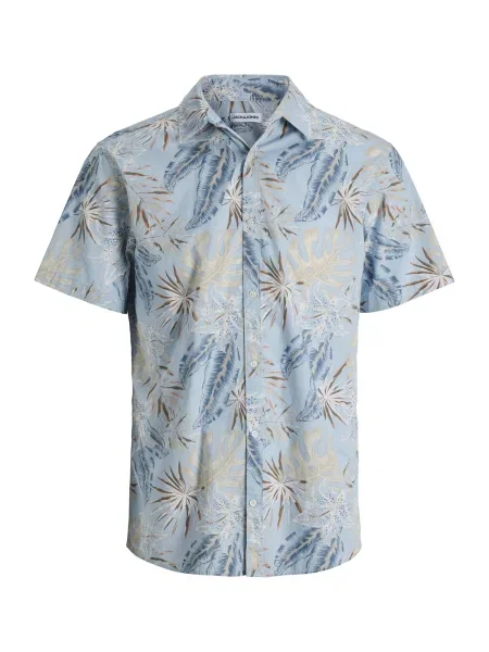 JACK & JONES Cămașă JJHONOLULU / albastru marin / azuriu / maro bej