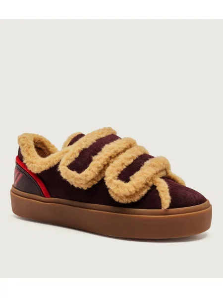 Inuikii Lila Shearling Low Velcro sneakers de damă din piele întoarsă