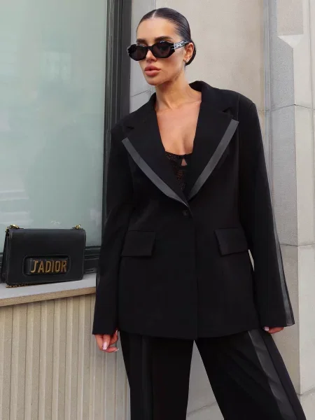 Блейзер Jadone Fashion Pidzhak_Tvil_chornyi віскоза/поліестер чорний