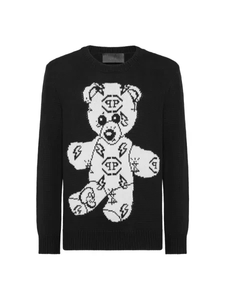 Sweter Philipp Plein typu teddy czarny