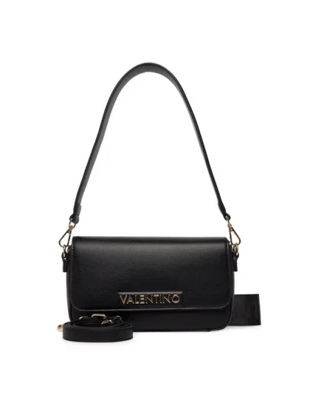 Lniana torebka Valentino Bags czarna