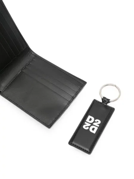 Portofel Dsquared2 din piele cu autograf negru