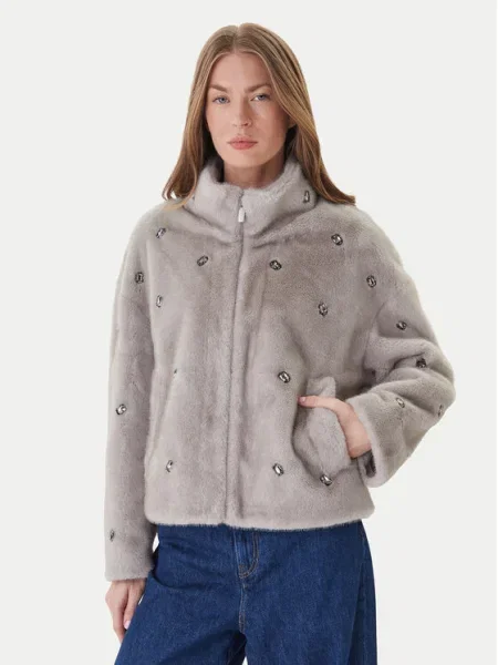 Palton de blană Vicolo gri