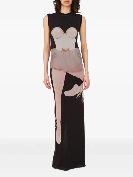 Rochie maxi Moschino cu imagine negru