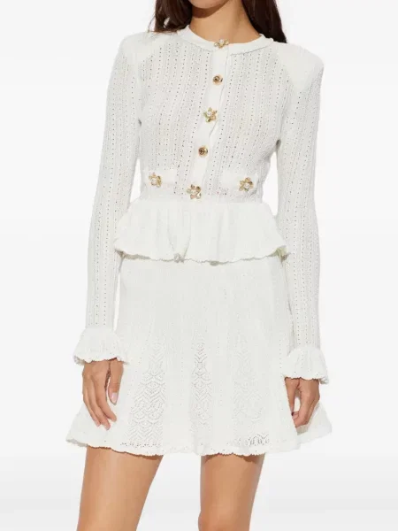 Rochie Self-portrait tricotate alb
