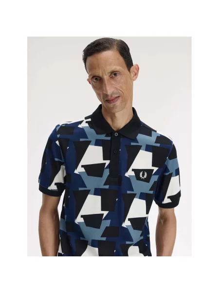 Cămașă Fred Perry cu imagine albastru