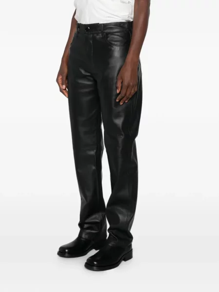 Pantaloni Solotre din piele negru