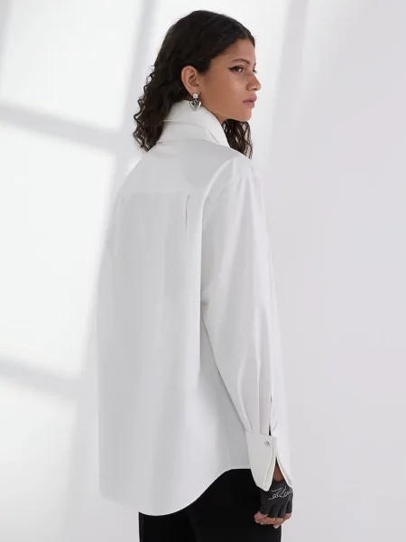 Karl Lagerfeld koszula relaxed z kołnierzykiem klasycznym biały