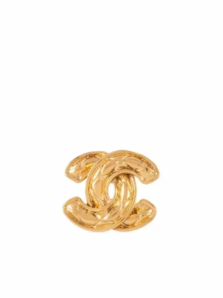 Prošívané diamant náušnice Chanel Pre-owned zlaté