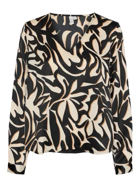 VERO MODA Halenka VMVEGA béžová / světle hnědá černá