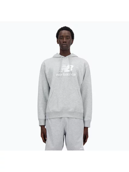 Mikina New Balance Stacked Logo French Terry Hoodie athletic grey šedá