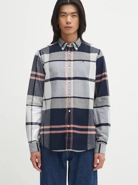 Košulja Barbour Iceloch Tailored Tartan Shirt tamno regular s button-down ovratnikom plava