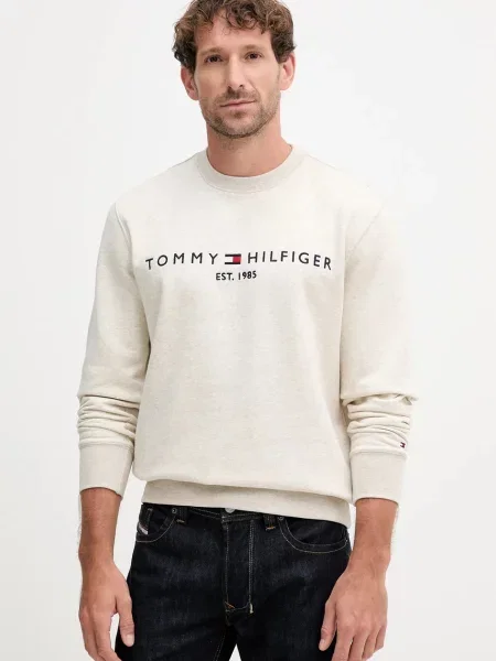 Tommy Hilfiger pulover z bombažem bež