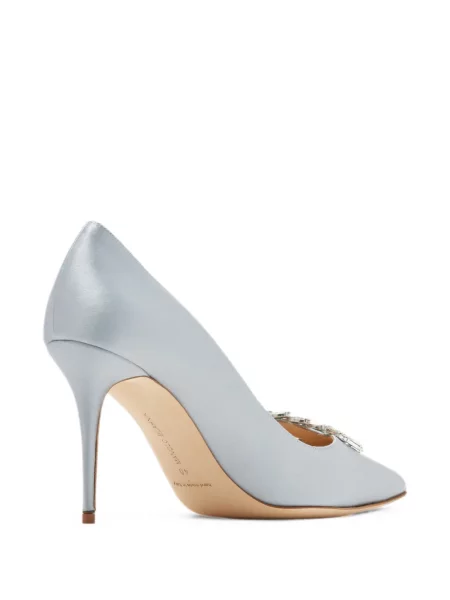 Pantofi cu toc Manolo Blahnik din satin albastru
