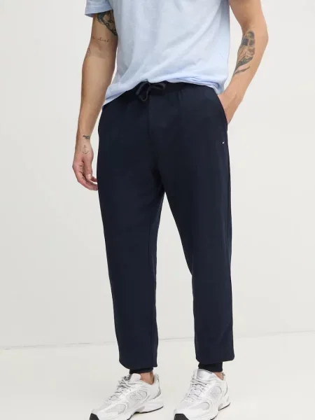 Bombažen spodnji del trenirke Tommy Hilfiger mornarsko modra