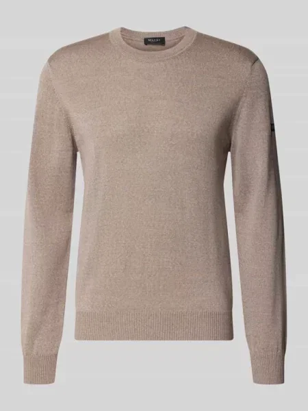 Sweter z dzianiny z żywej wełny z detalem z logo Maerz Muenchen