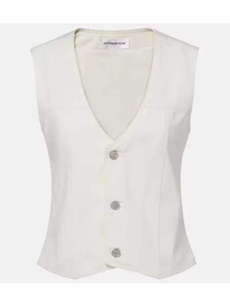 Vestă denim Victoria Beckham alb