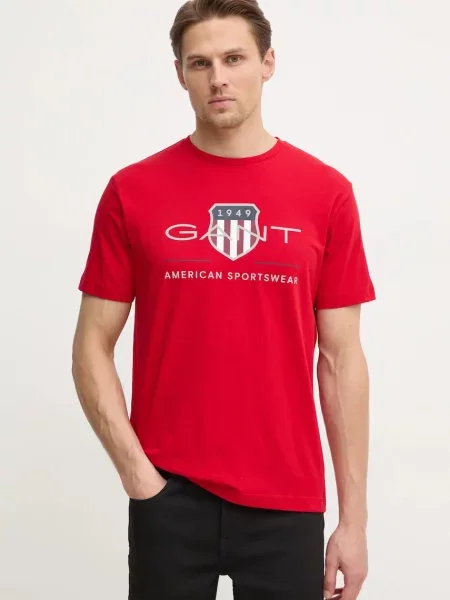 Тениска Gant с принт червено