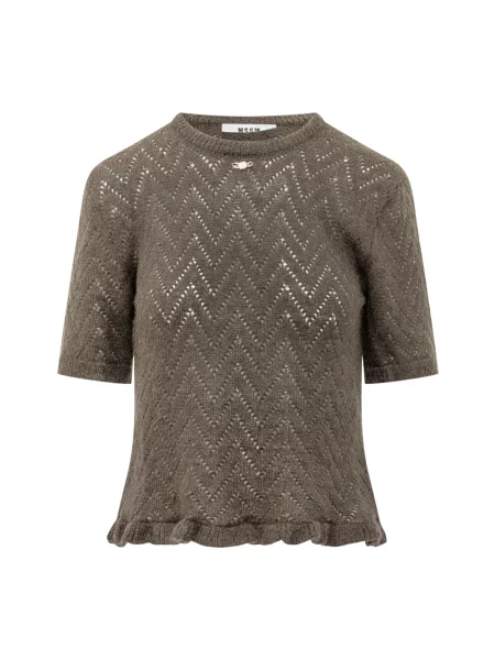 Dzianinowy krótki sweter Msgm brązowy