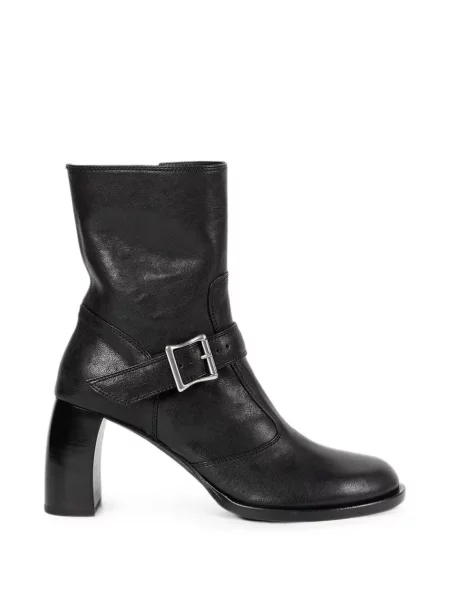 Cizme scurte Ann Demeulemeester din piele cu cataramă cu bretele negru