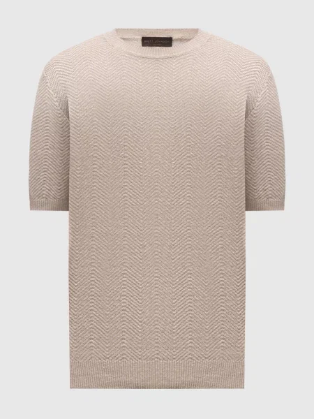 Футболка з льону та шовку у візерунок Brett Johnson бежева