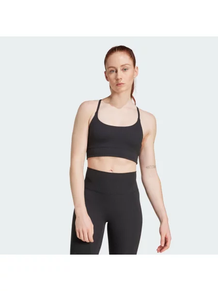 Podprsenka adidas All Me Light Support Rib Bra Long Line Bra černá