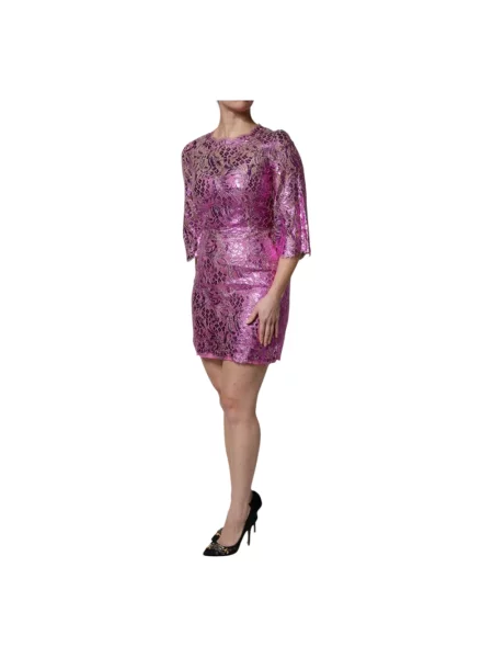 Sukienka mini Dolce And Gabbana w kwiatki fioletowa