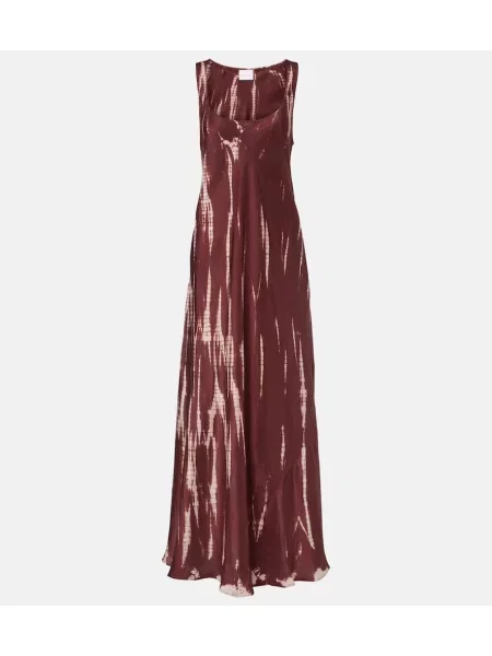 Jedwabna maksi sukienka maxi Anna Kosturova garniturowa brązowa