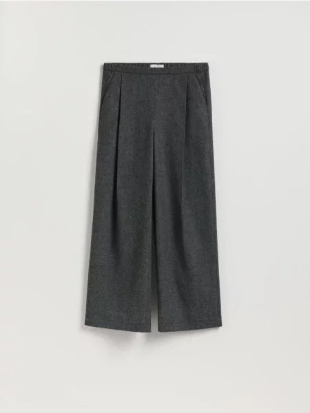 Reserved Pantaloni plisați cu croi larg gri-închis gri