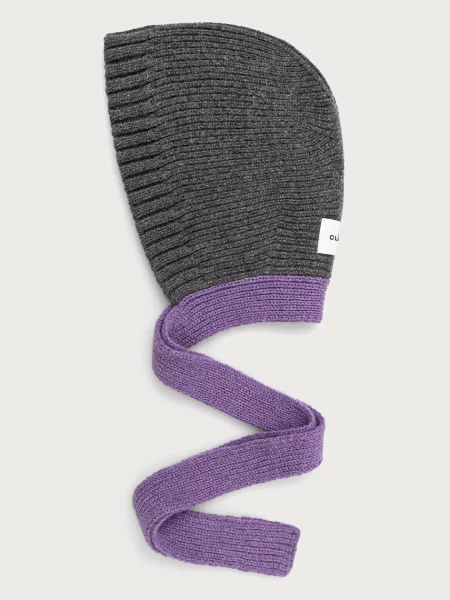 Căciulă Cloimh de lână cu glugă violet