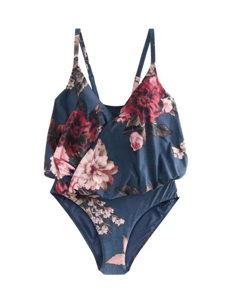 Next Costum de baie întreg bleumarin / verde pin / roz roșu