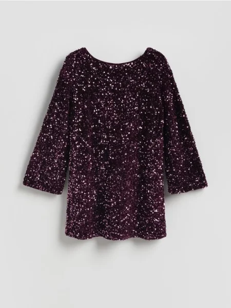 Reserved Rochie mini cu fundă violet-închis violet