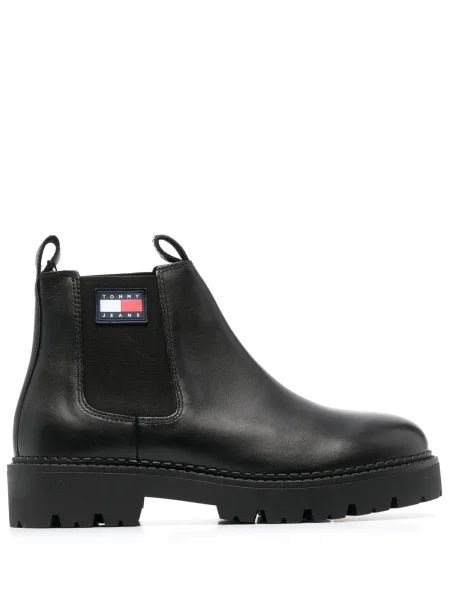 Botine Tommy Jeans din piele negru