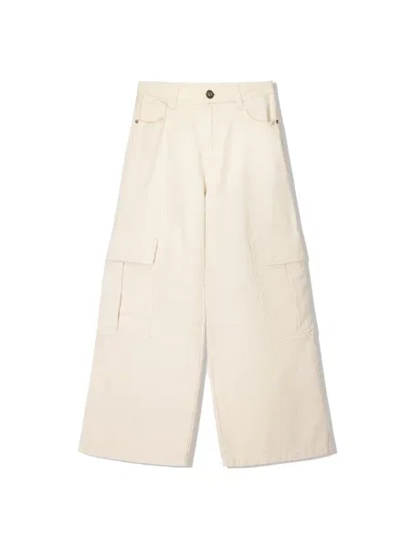 Bershka Kargo hlače ecru