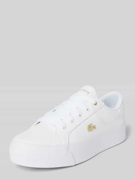 Sneakersy niskie z mieszanki skóry model ‘ZIANE PLATFORM Lacoste białe